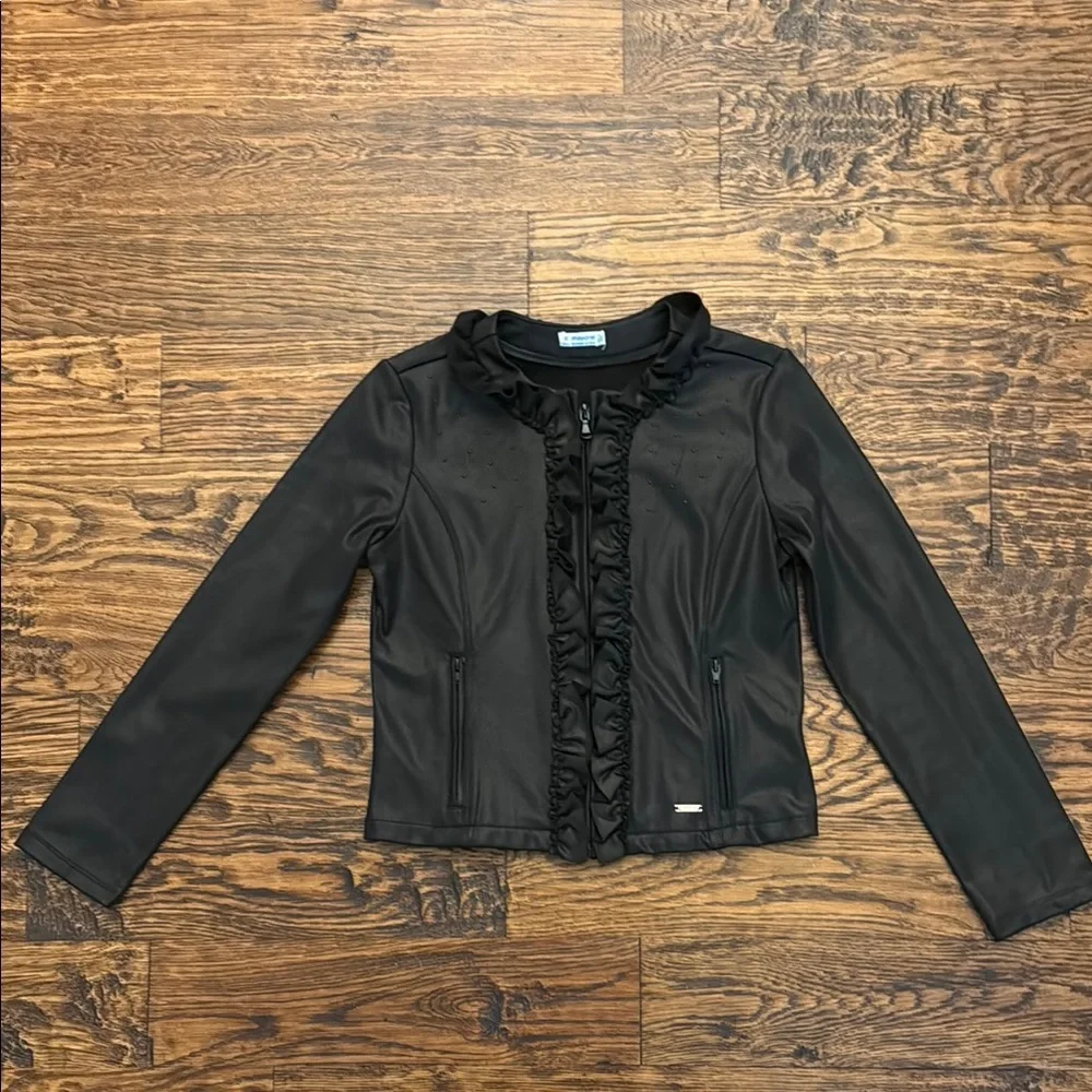 Mayoral Black Cropped Jacket with Ruffles - Picture 2 of 6